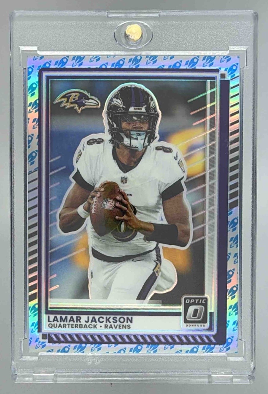 Card image for 2025 Panini Football Donruss Optic Lamar Jackson #80 Baltimore Ravens