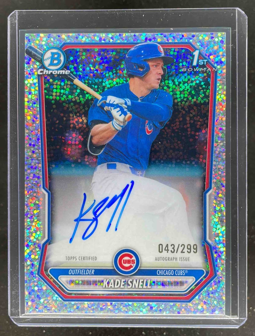 Card image for 2026 Bowman Kade Snell Chrome Auto Speckle Refractor /299 #CPA-KSN 1st Prospect