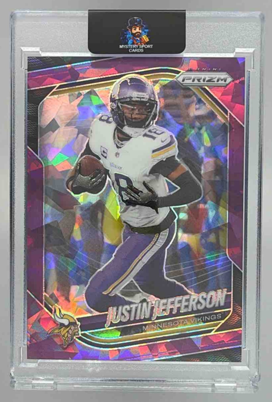 Card image for 2025 Panini Prizm Justin Jefferson Purple Ice /225 #81 Vikings