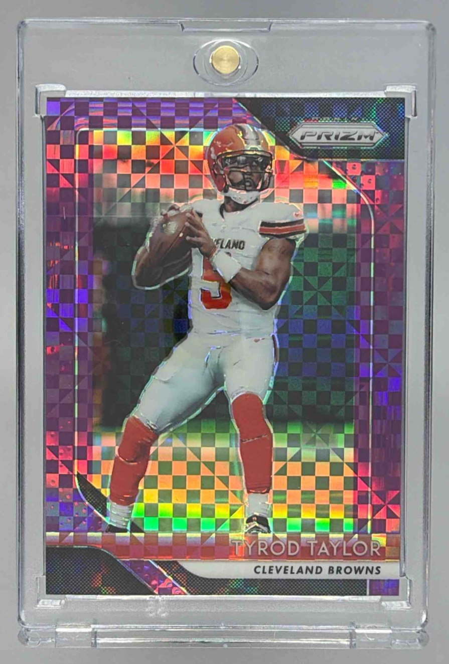 Card image for 2018 Panini Football Prizm Tyrod Taylor Purple Power /49 #153 Cleveland Browns