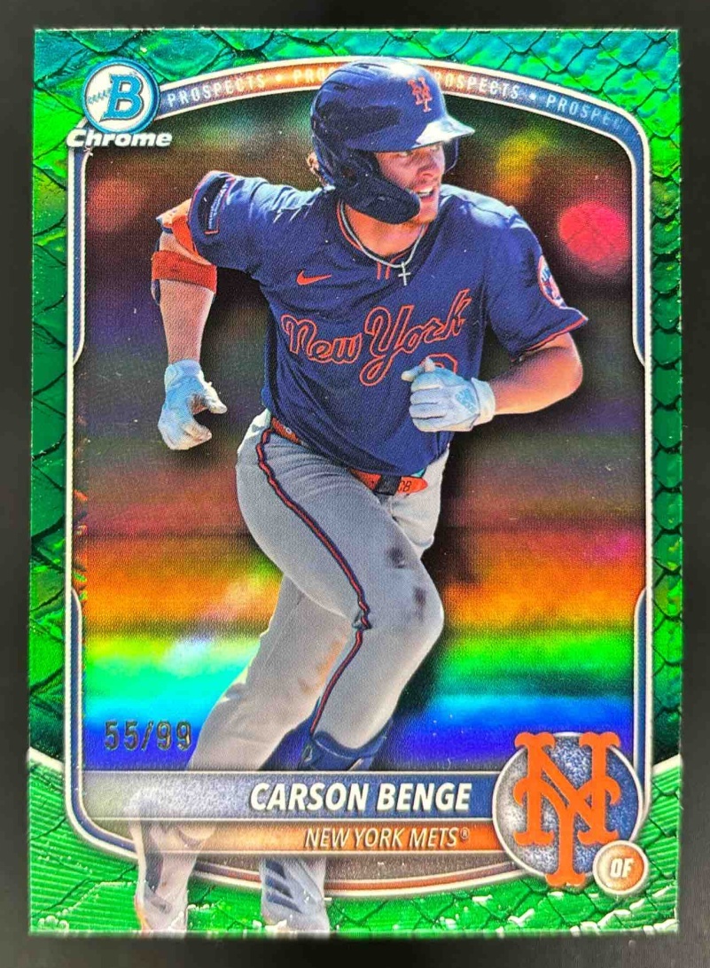 Card image for 2025 Bowman Draft Carson Benge Chrome Green Reptilian Refractor /99