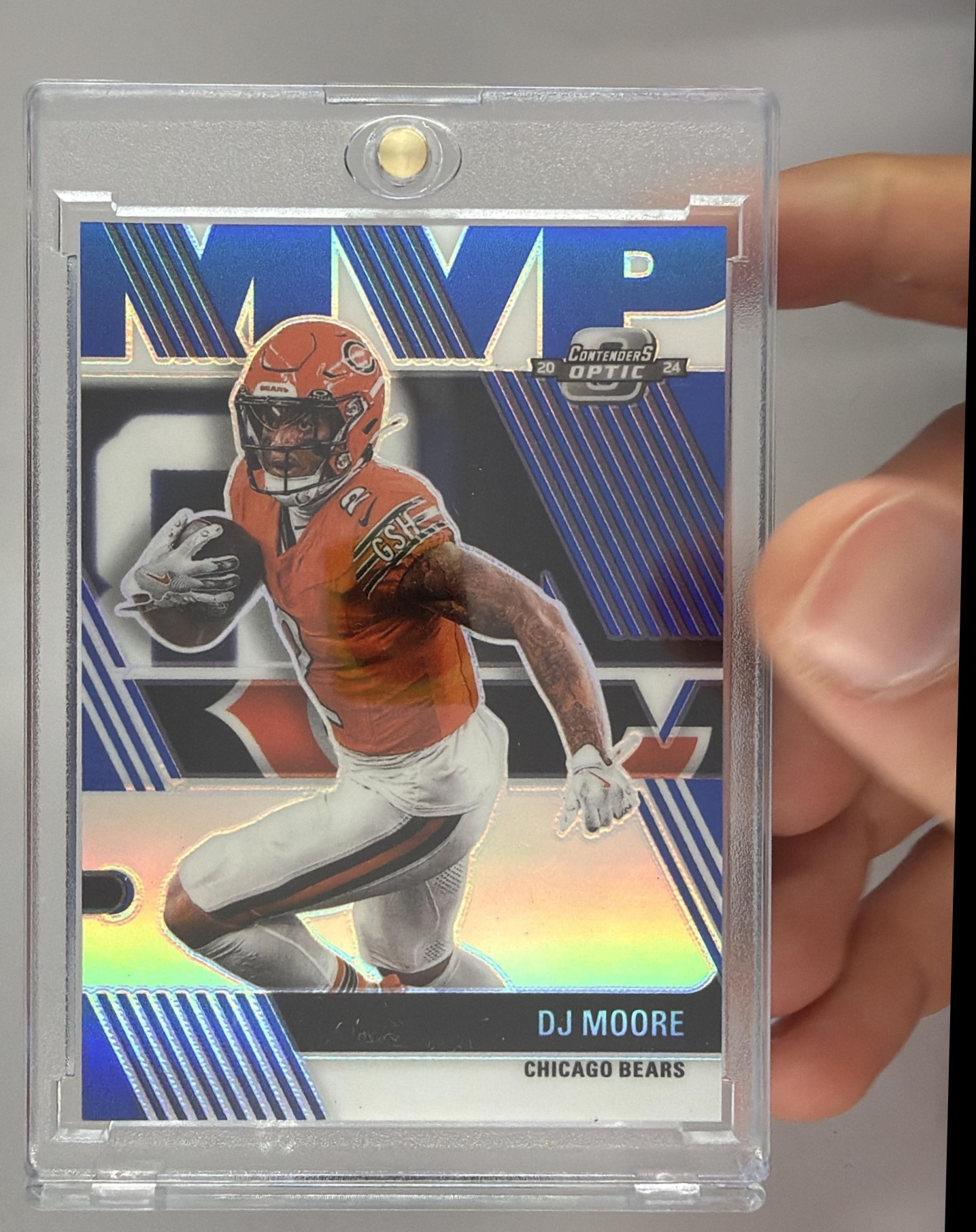 Card image for 2024 Panini Contenders Optic DJ Moore MVP Blue Prizm /99 #MVP-DME Bears