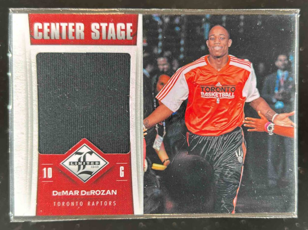 Card image for 2012-13 Panini Limited DeMar DeRozan Center Stage Materials /199 #28