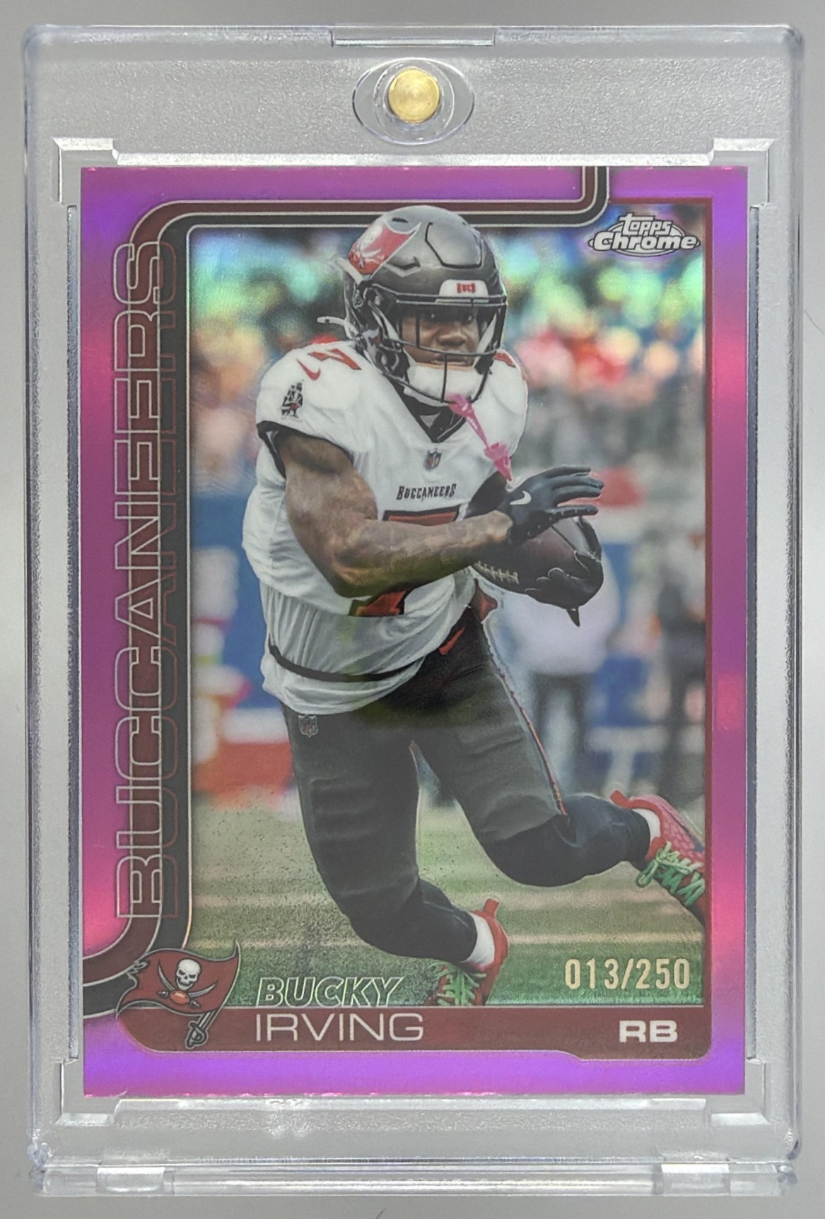 Card image for 2025 Topps Chrome Bucky Irving Pink Wave Refractor /250 #285 Buccaneers