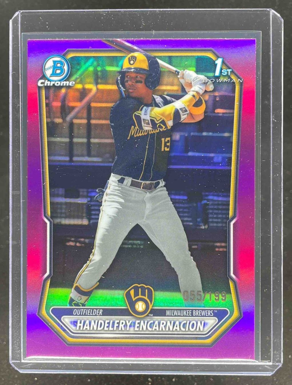 Card image for 2026 Bowman Handelfry Encarnacion Chrome Fuchsia Refractor /199 #BCP-47 1st Prospect