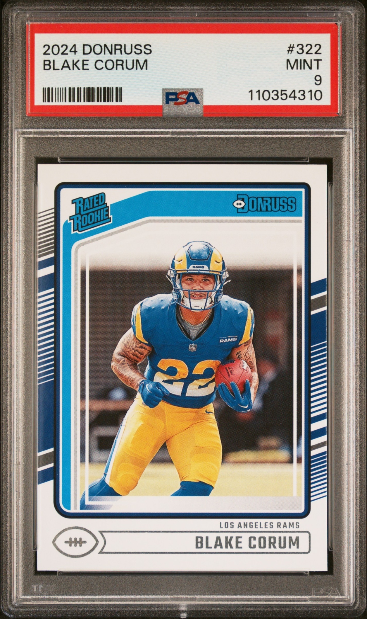 Card image for 2024 Panini Donruss Blake Corum Optic Rated Rookie Preview Red Wave #322 Rams