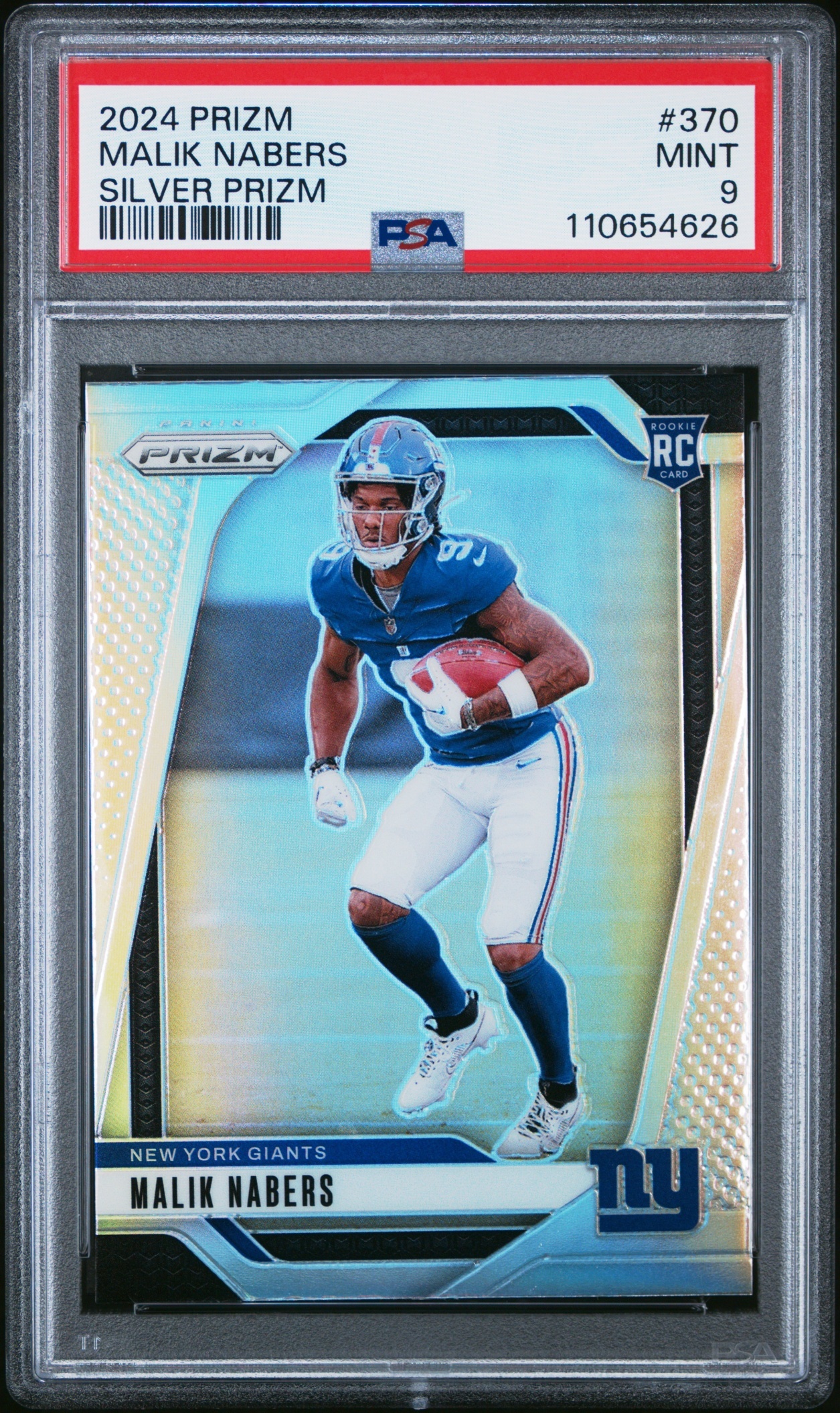 Card image for 2024 Panini Football Prizm Malik Nabers Silver #370 RC New York Giants