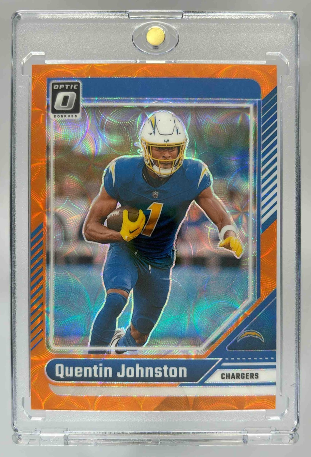 Card image for 2024 Panini Donruss Optic Quentin Johnston Orange Scope /79 #108 Chargers