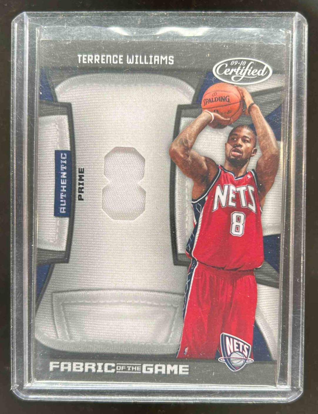 Card image for 2009-10 Panini Certified Terrence Williams Fabric of the Game Jersey Number Prime 13 /25 #FOG-TW RC
