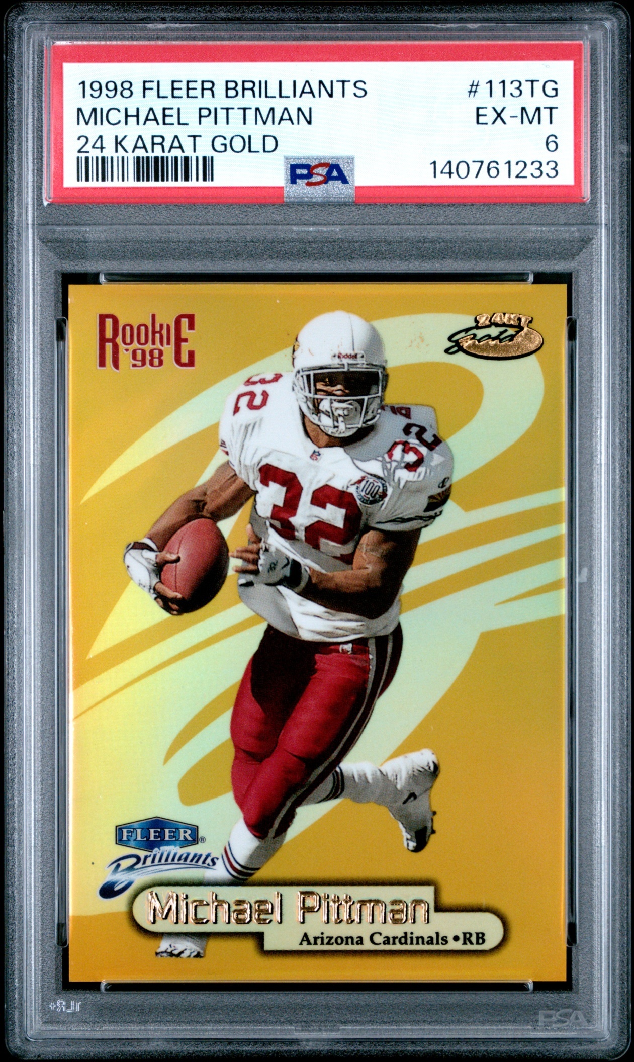 1998 Fleer Brilliants Michael Pittman 24 Karat Gold /24 #113TG RC PSA 6