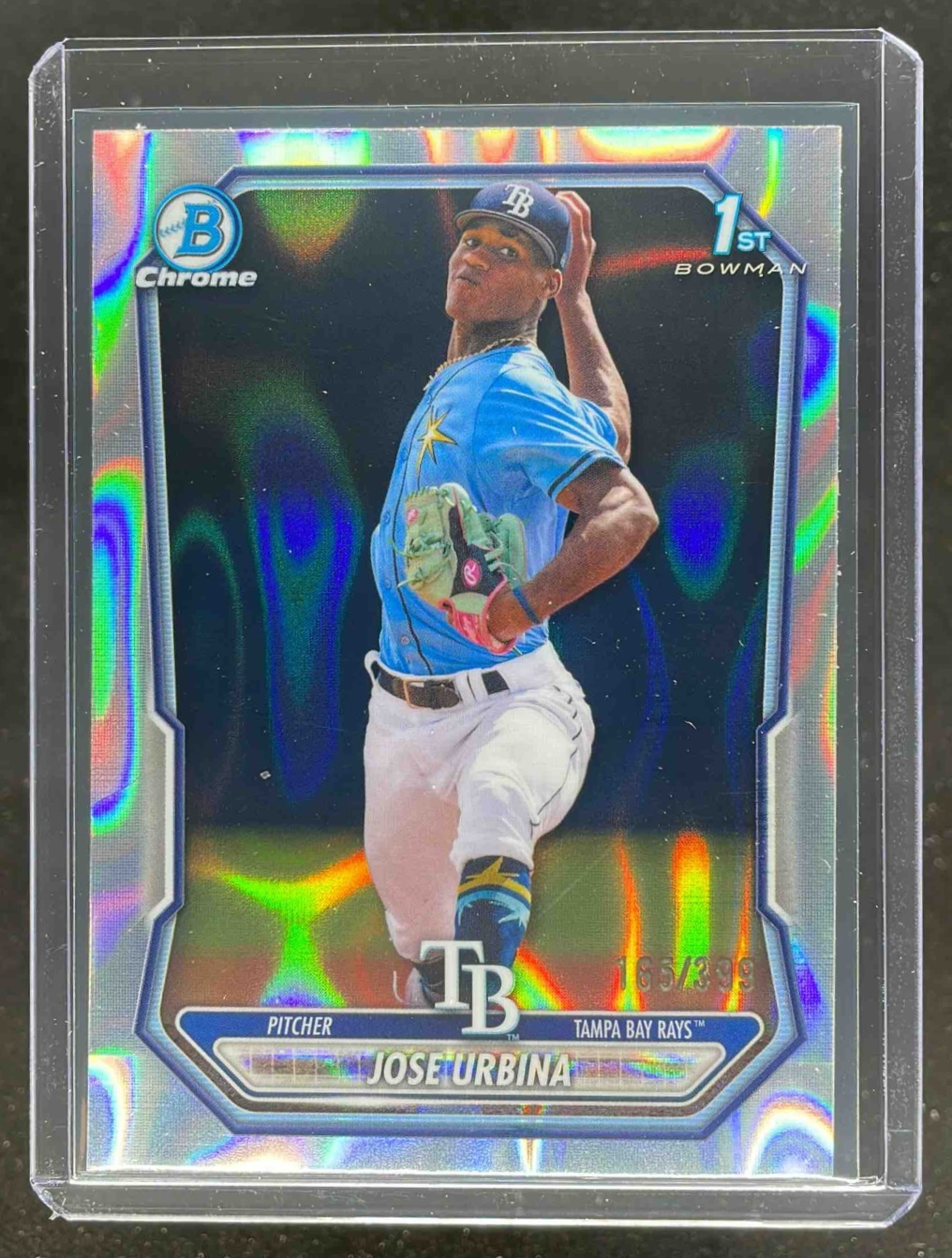 Card image for 2026 Bowman Jose Urbina Chrome Lava Refractor /399 #BCP-81 1st Prospect