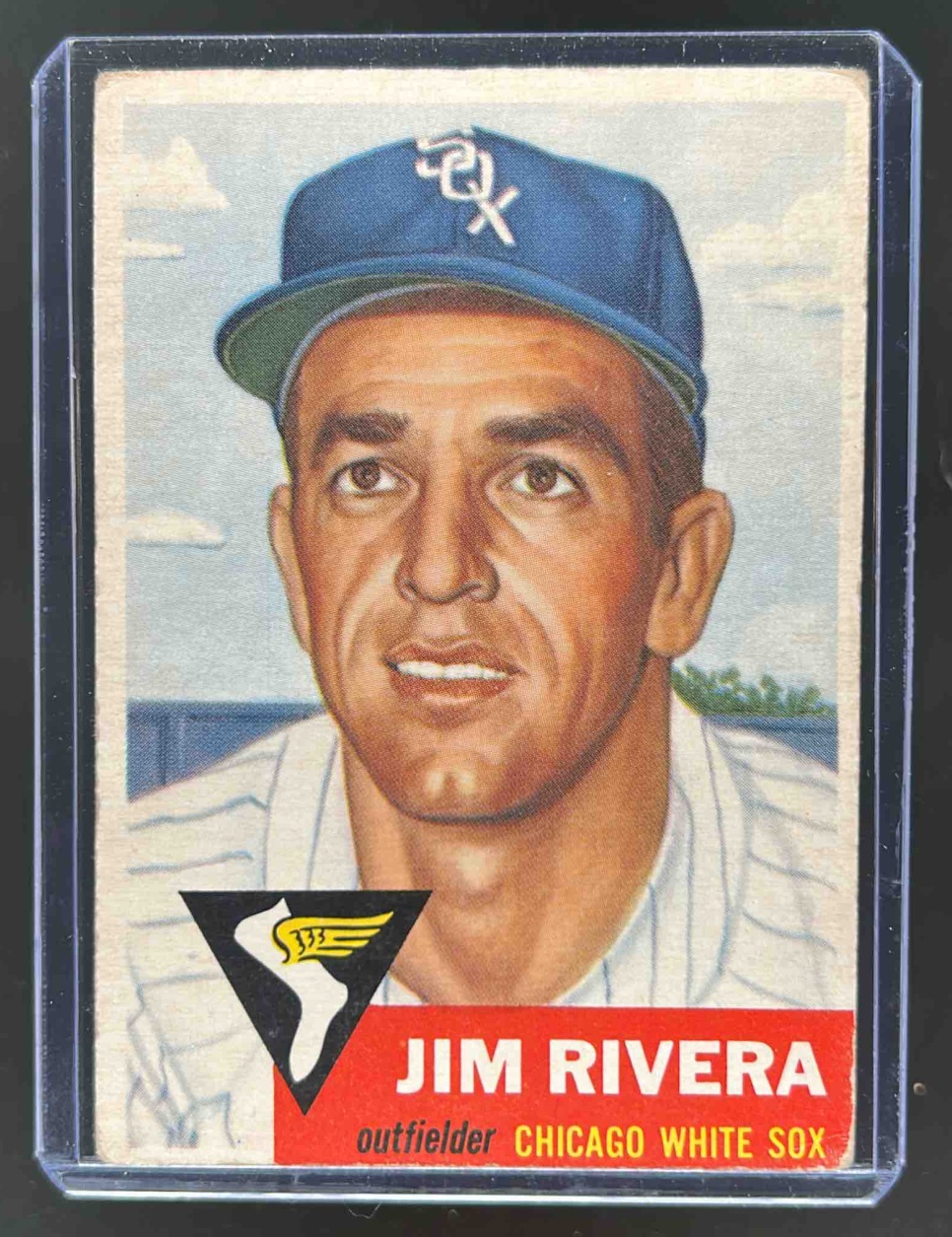 Card image for 1953 TOPPS BASEBALL JIM RIVERA #156A RC CHICAGO WHITE SOX