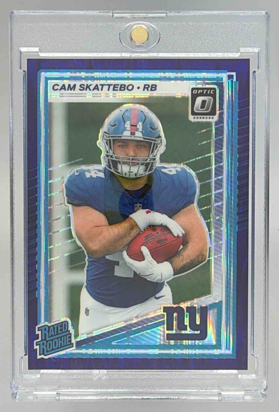Card image for 2025 Panini Donruss Optic Cam Skattebo Rated Rookie Holo Prizm #228 Giants