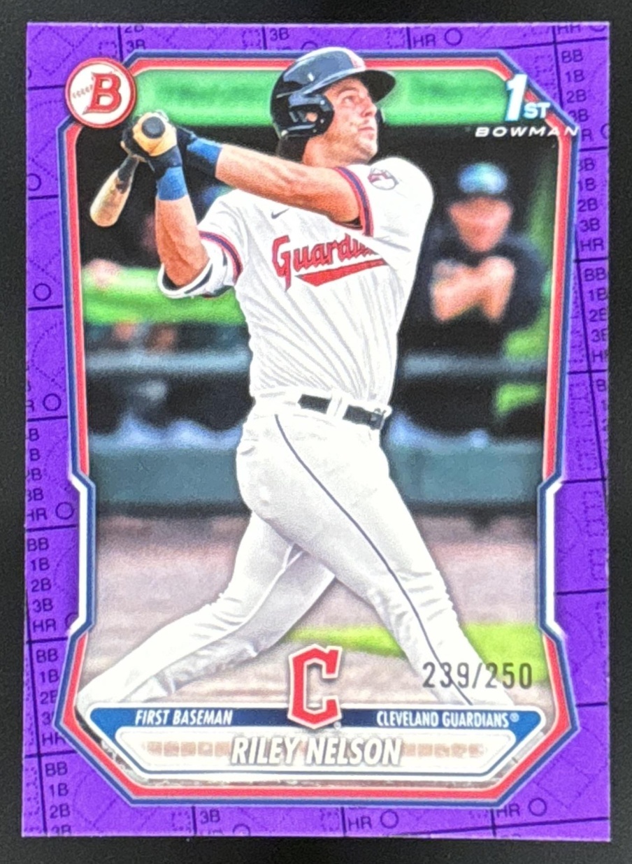 Card image for Riley Nelson 2026 Bowman Purple Pattern /250 Prospects Cleveland Guardians
