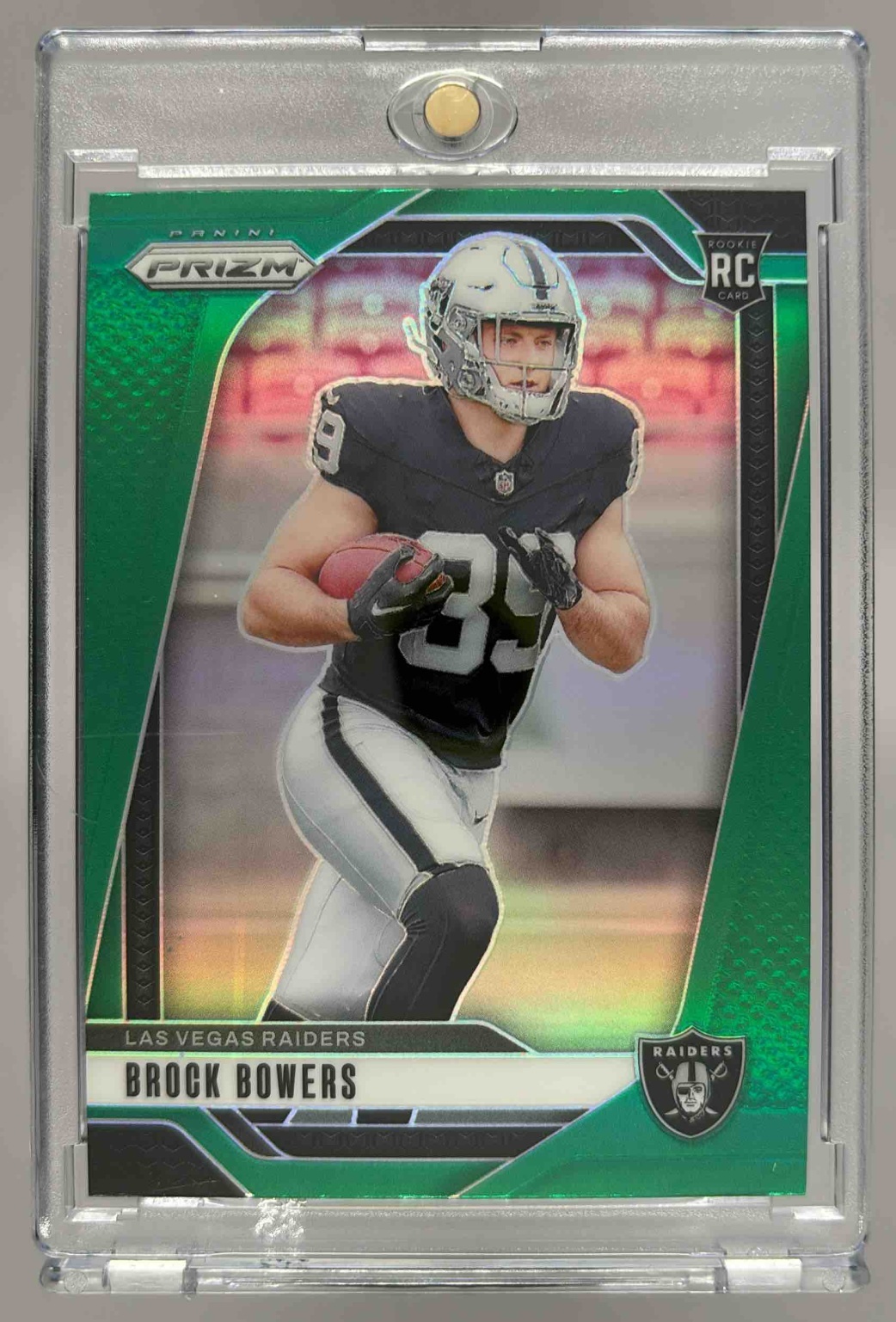Card image for 2024 Panini Football Prizm Brock Bowers Green #315 RC Las Vegas Raiders