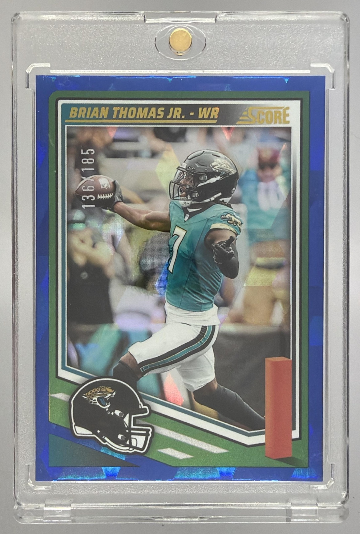 Card image for 2025 Panini Football Score Brian Thomas Jr. Cubic /185 #16 Jacksonville Jaguars