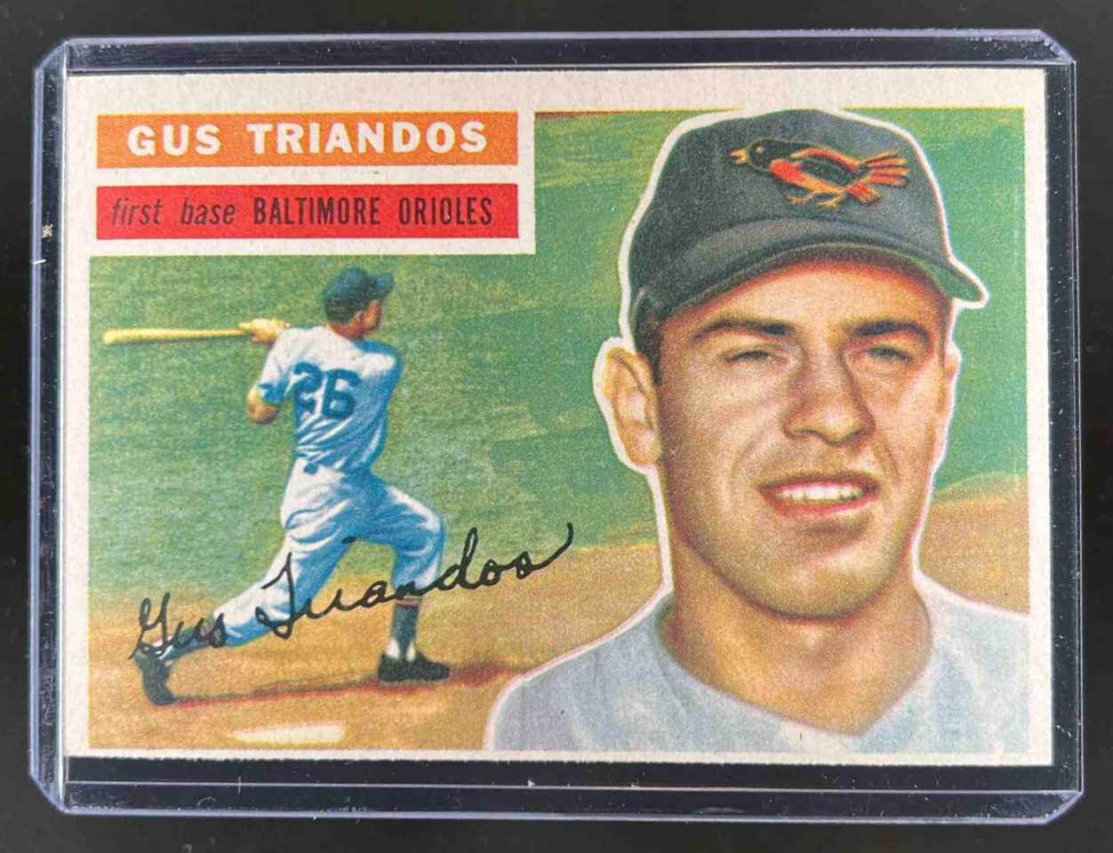 Card image for 1956 TOPPS BASEBALL GUS TRIANDOS #80B BALTIMORE ORIOLES