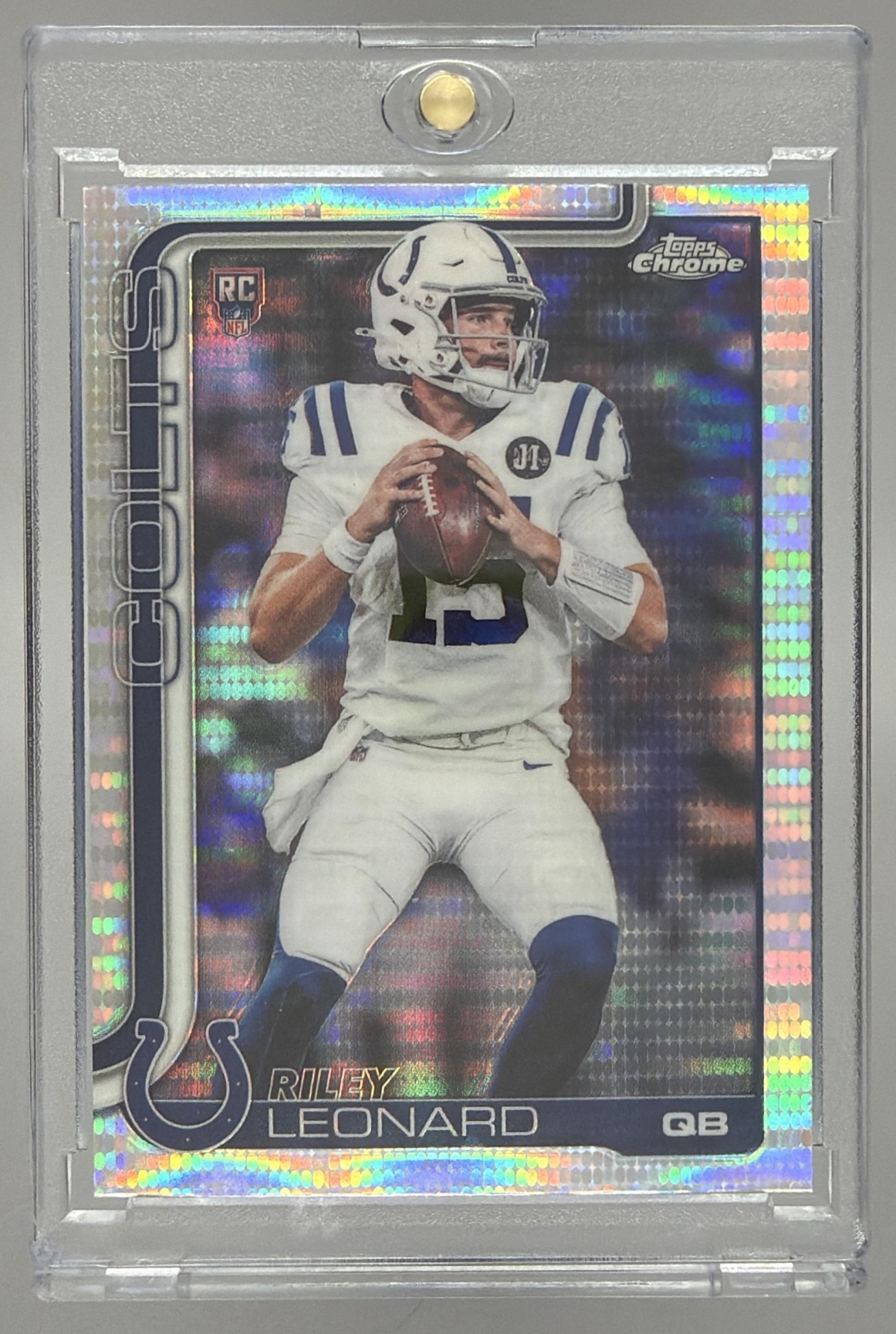 Card image for 2025 Topps Chrome Riley Leonard Rookie Refractor #318 RC Colts