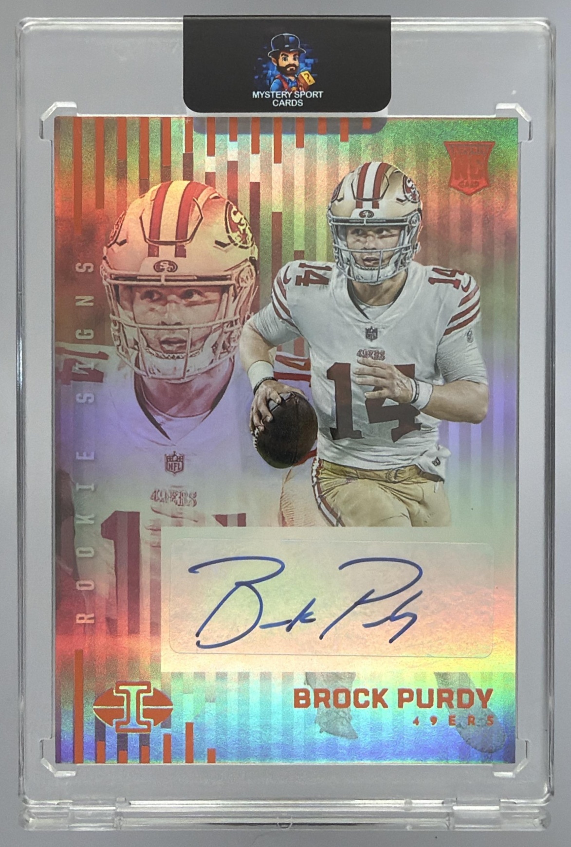Card image for 2022 Panini Illusions Brock Purdy Rookie Signs Orange #RS-BP RC Auto 49ers