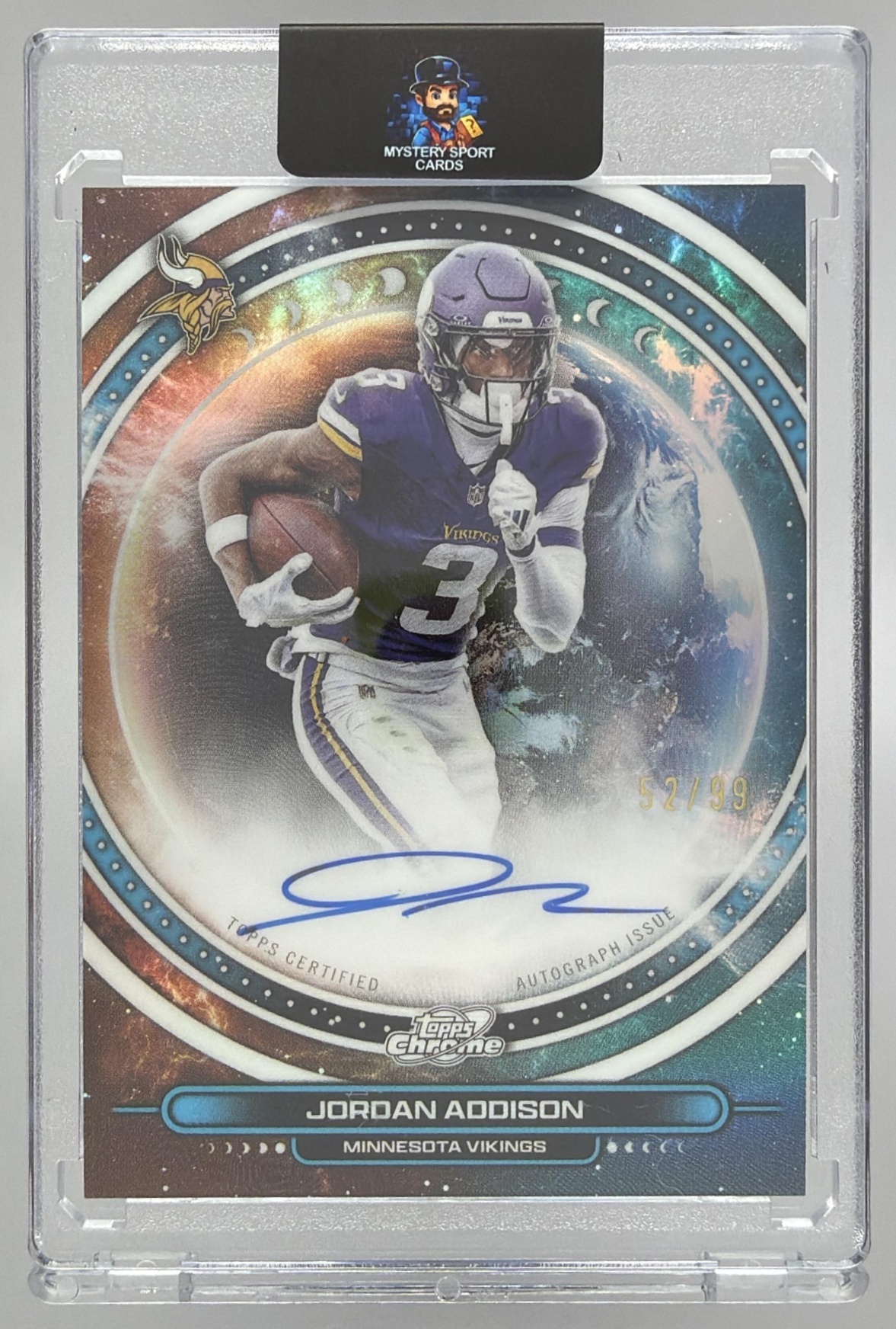 Card image for 2025 Topps Cosmic Chrome Jordan Addison Equinox Auto /99 #EQA-JAD Vikings