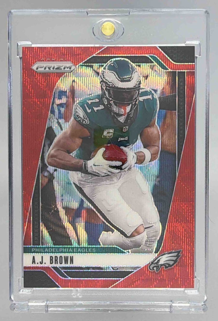 Card image for 2024 Panini Football Prizm A.J. Brown Red Wave /149 #233 Philadelphia Eagles