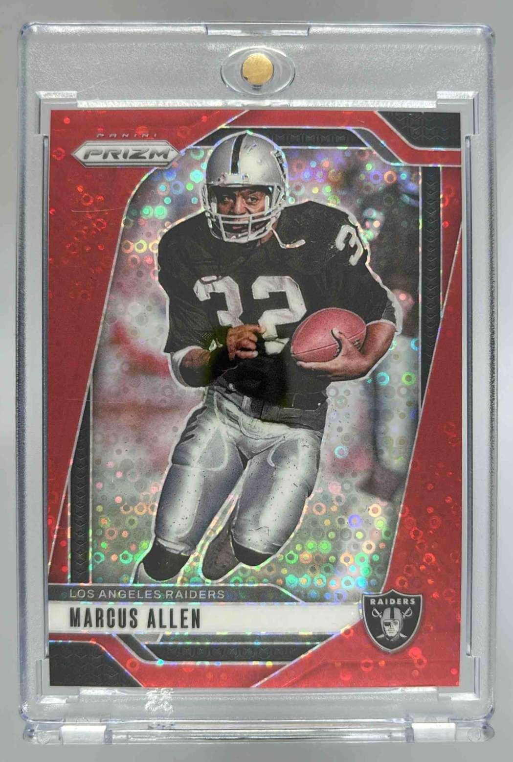 Card image for 2024 Panini Football Prizm Marcus Allen Green Scope /75 #155 Los Angeles Raiders
