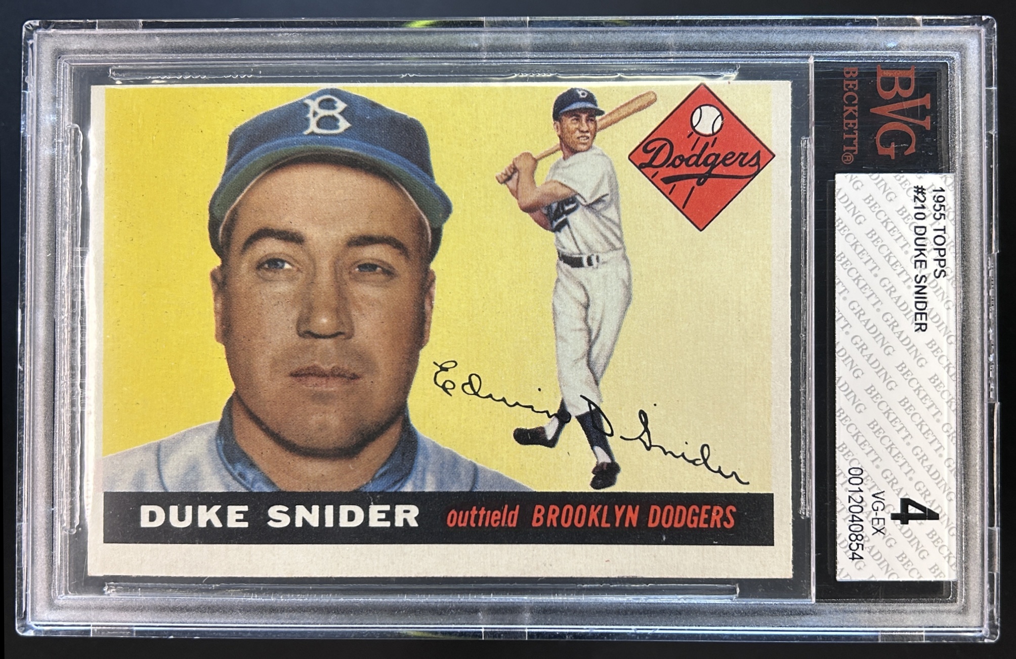 Card image for 1955 TOPPS DUKE SNIDER #210 BVG 4 VG/EX BROOKLYN DODGERS