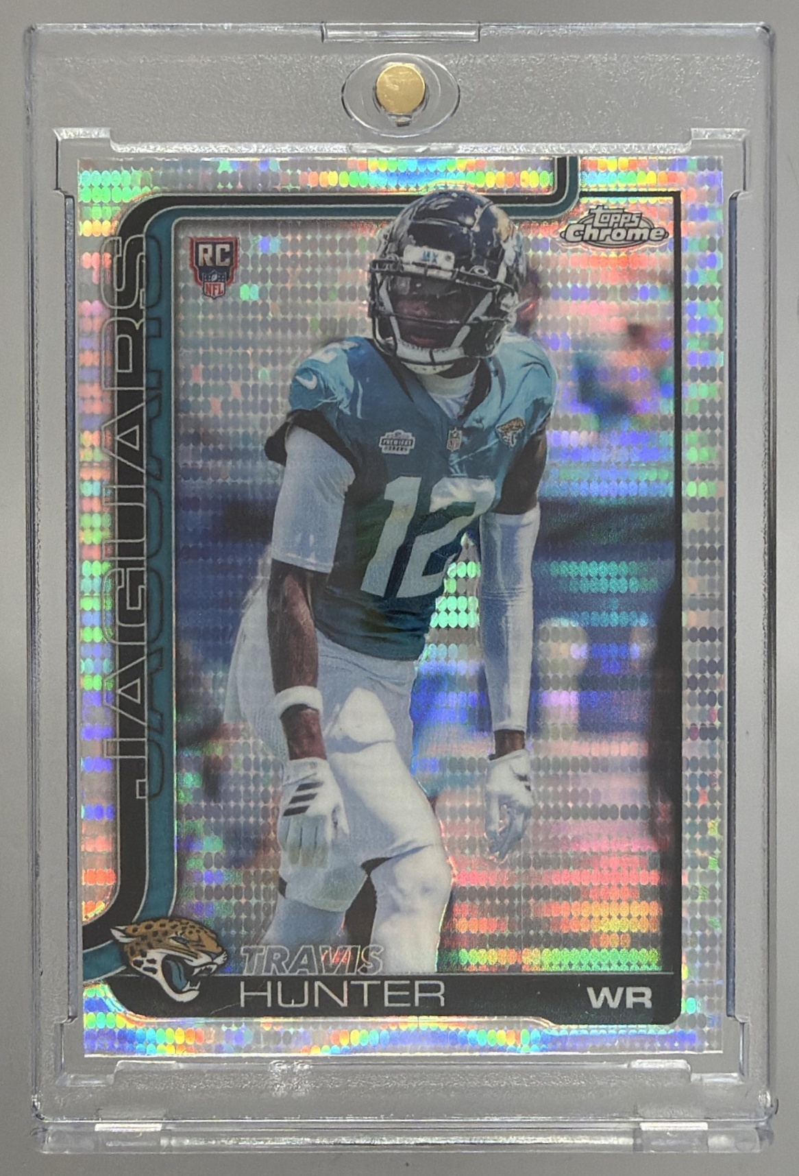 Card image for 2025 Topps Chrome Travis Hunter Rookie Refractor #332 RC Jaguars
