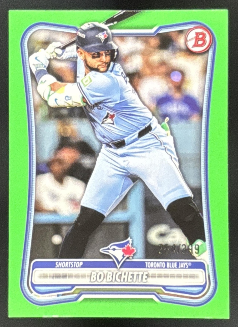 Card image for Bo Bichette 2026 Bowman Neon Green Border /399 Toronto Blue Jays