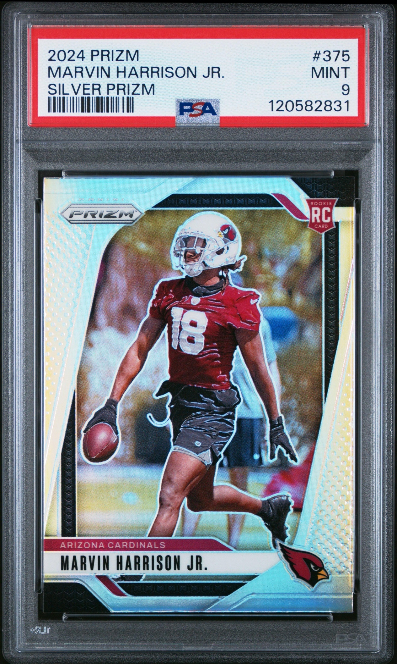 Card image for 2024 Panini Football Prizm Marvin Harrison Jr. Silver #375 RC Arizona Cardinals