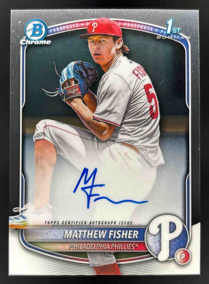Card image for 2025 Bowman Draft Matthew Fisher Chrome Prospect Auto #CPA-MF Phillies
