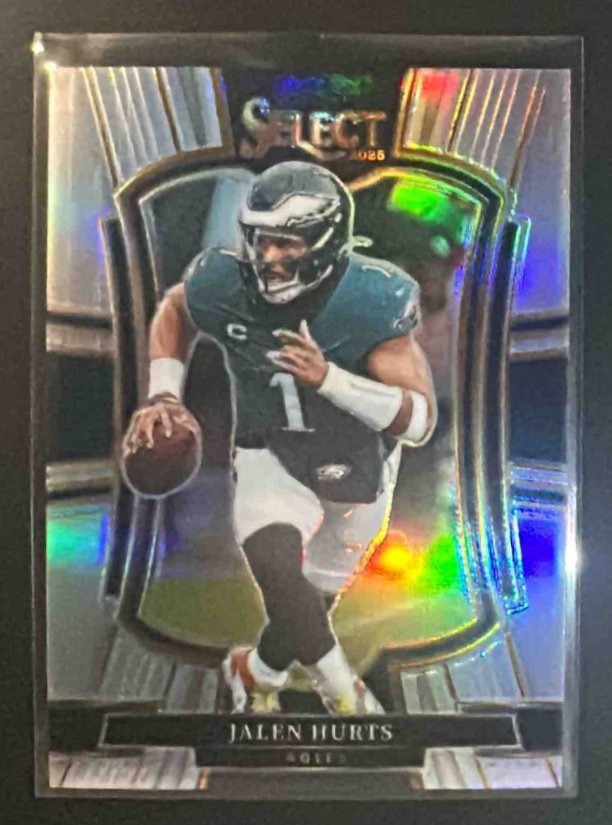 Card image for 2025 Panini Select Jalen Hurts #190 Premier Level Silver Prizm Eagles
