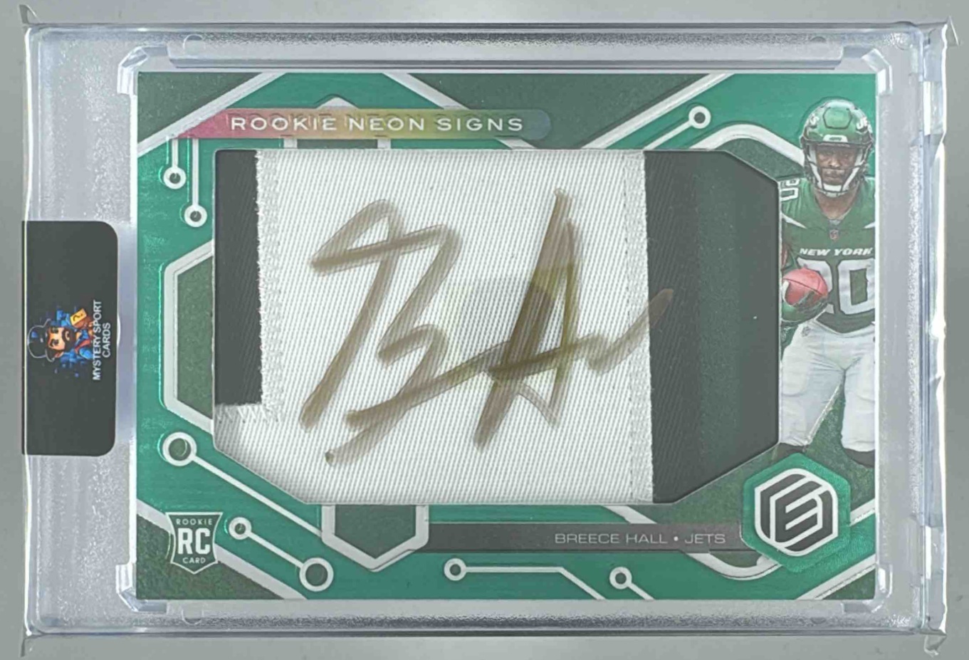 Card image for 2022 Panini Elements Breece Hall Rookie Neon Signs Orange /25 #RNS-BH Auto RC Jets