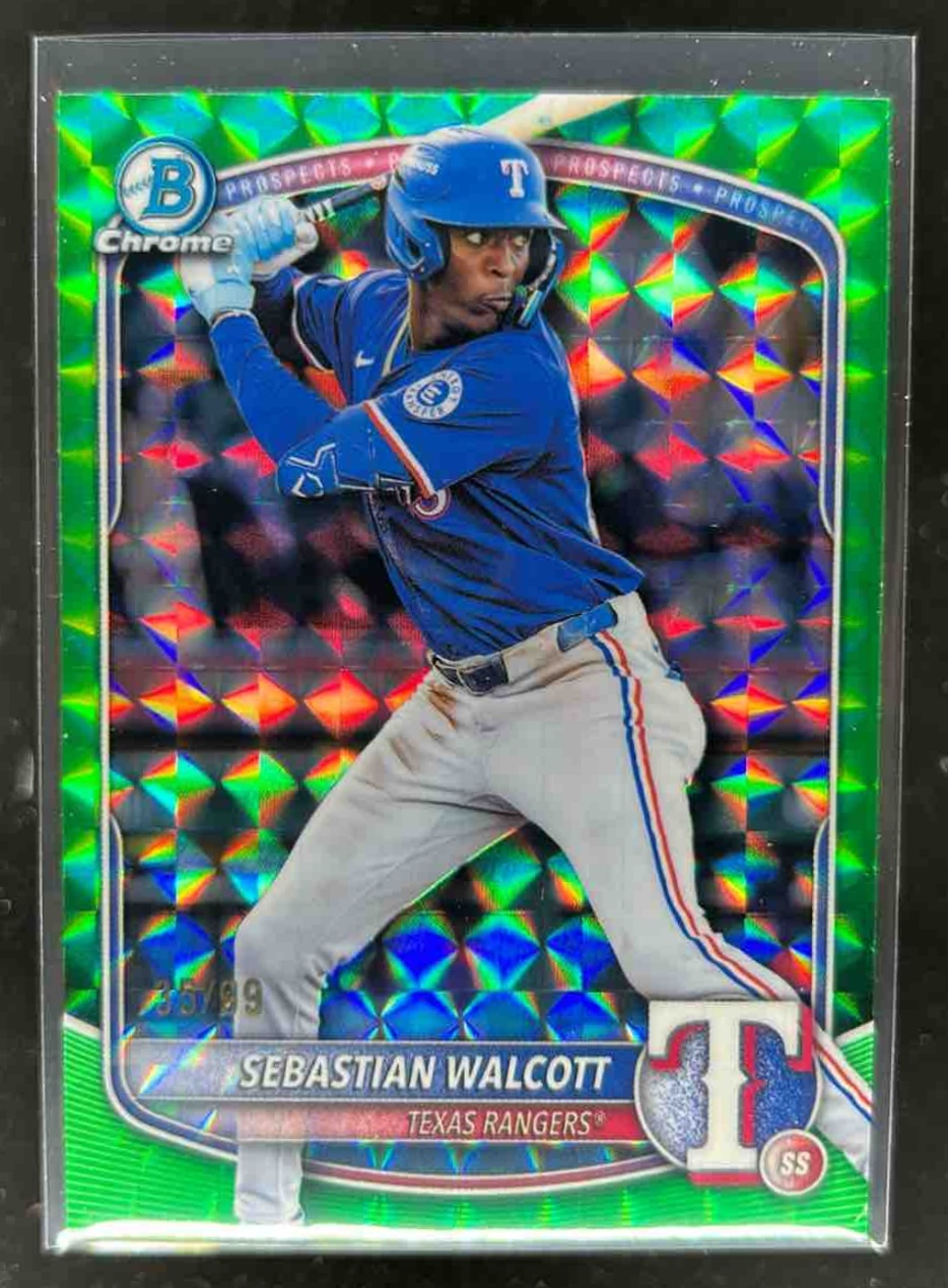 Card image for Sebastian Walcott 2025 Bowman Draft Chrome Green Geometric Refractor /99