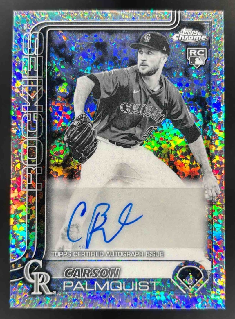 Card image for 2025 Topps Chrome U Carson Palmquist Auto Black & White Mini-Diamond Refractor