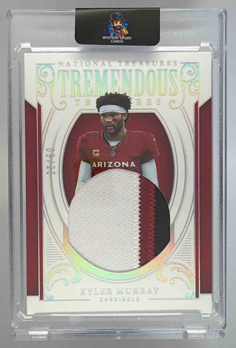 Card image for 2025 Panini National Treasures Kyler Murray Tremendous Holo Silver /25 #TT-KMY Cardinals