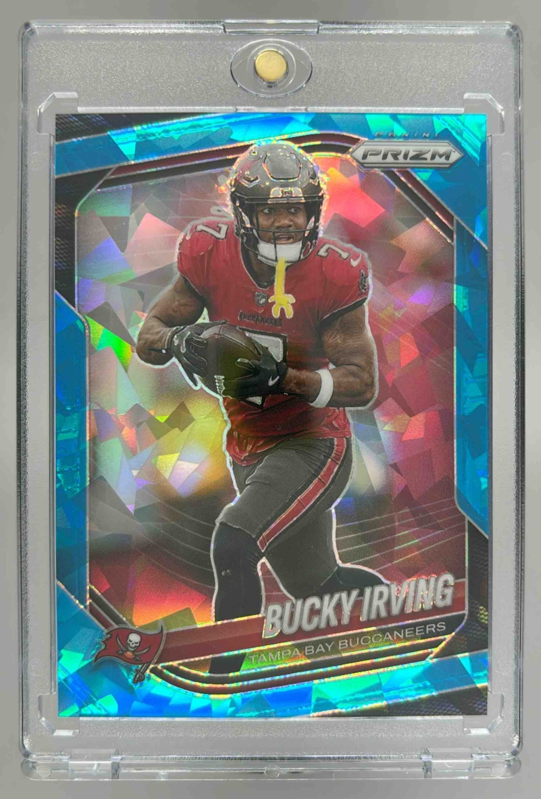 Card image for 2025 Panini Football Mosaic Bucky Irving Blue Prizm /99 Tampa Bay Buccaneers