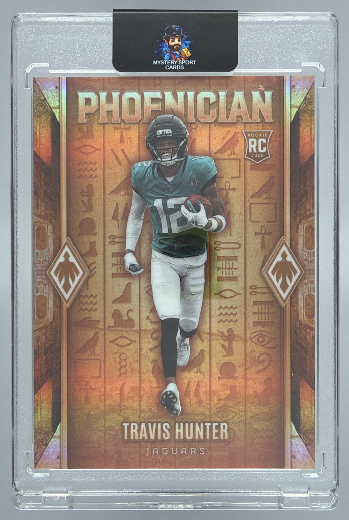 Card image for 2025 Panini Phoenix Travis Hunter Phoenician #8 RC SSP Jaguars
