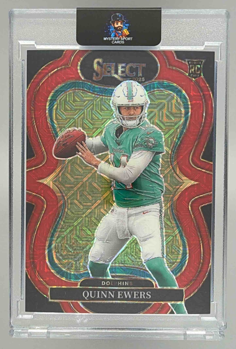 Card image for 2025 Panini Select Quinn Ewers Suite Level Red Prizm /49 #381 RC Dolphins