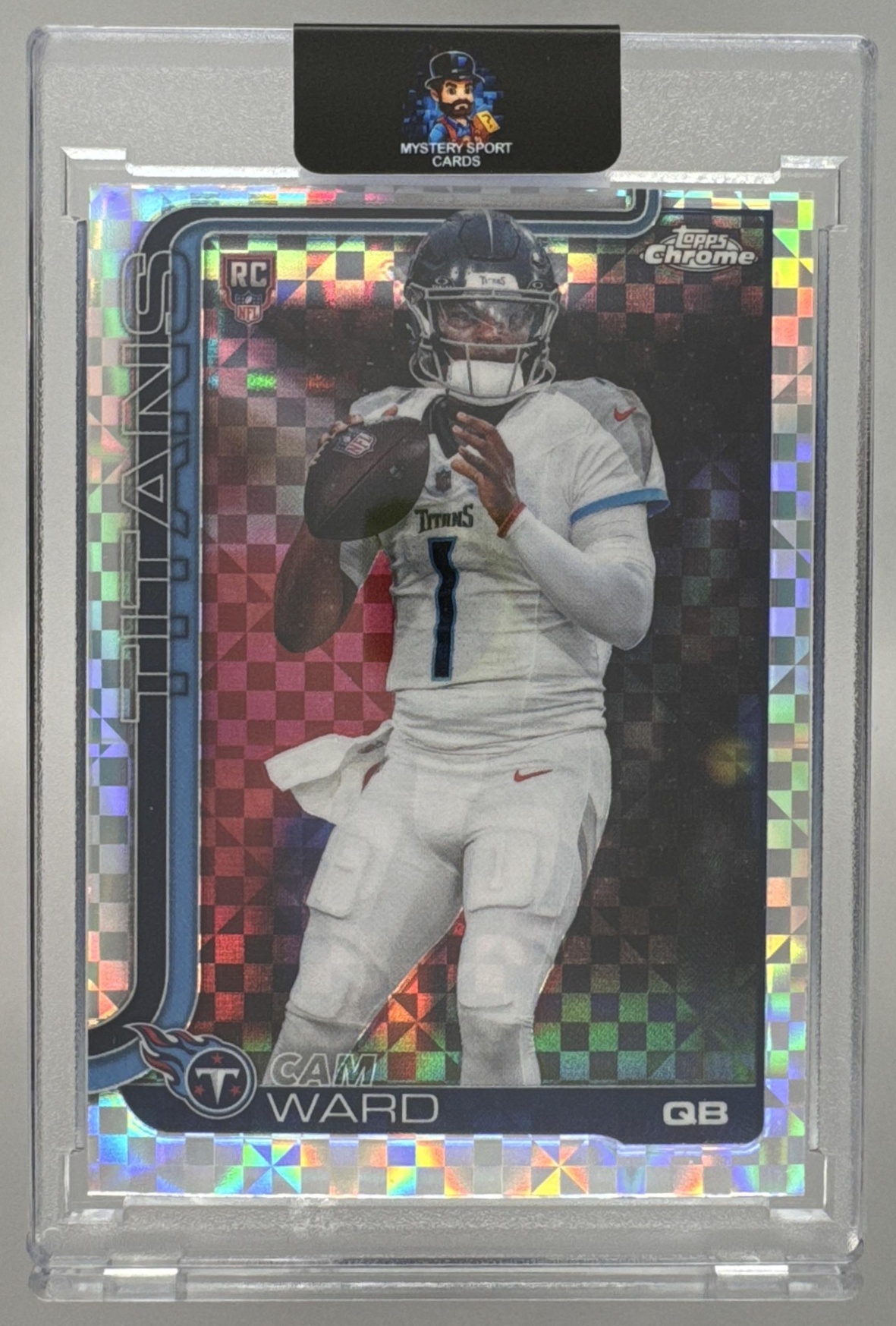 Card image for 2025 Topps Football Chrome Cam Ward Rookie #314 RC Tennessee Titans