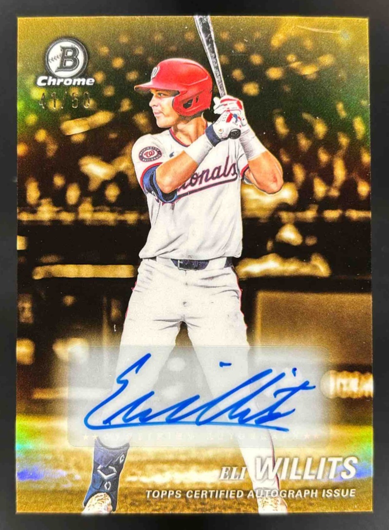 Card image for 2025 Bowman Draft Eli Willits Achromatic Auto Gold Refractor /50