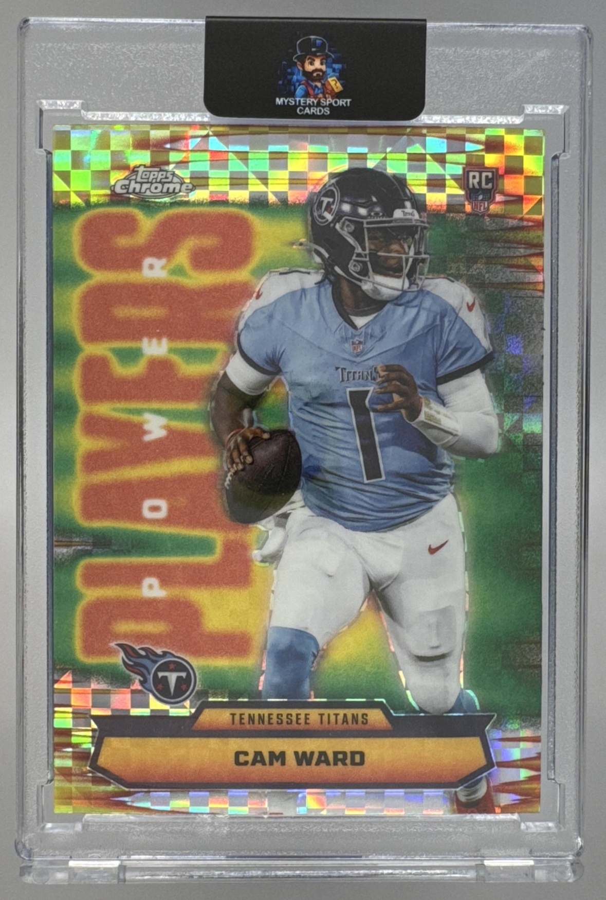 Card image for 2025 Topps Football Chrome Cam Ward Power Players #PP-8 RC Tennessee Titans