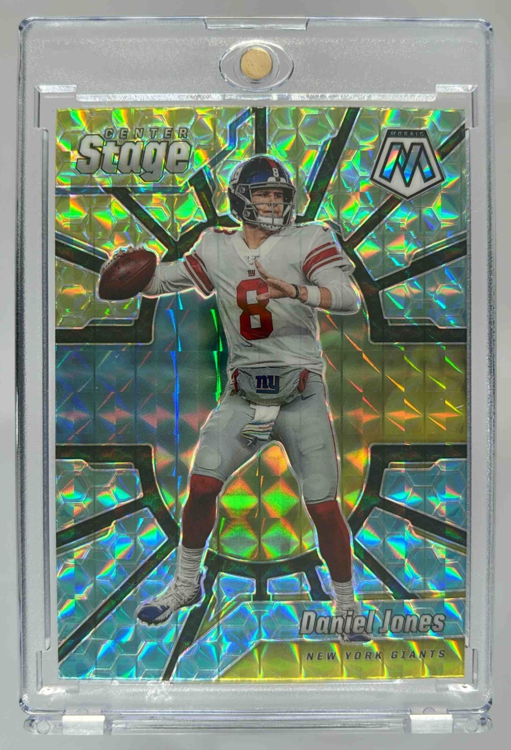 Card image for 2020 Panini Football Mosaic Daniel Jones Center Stage #CS23 New York Giants