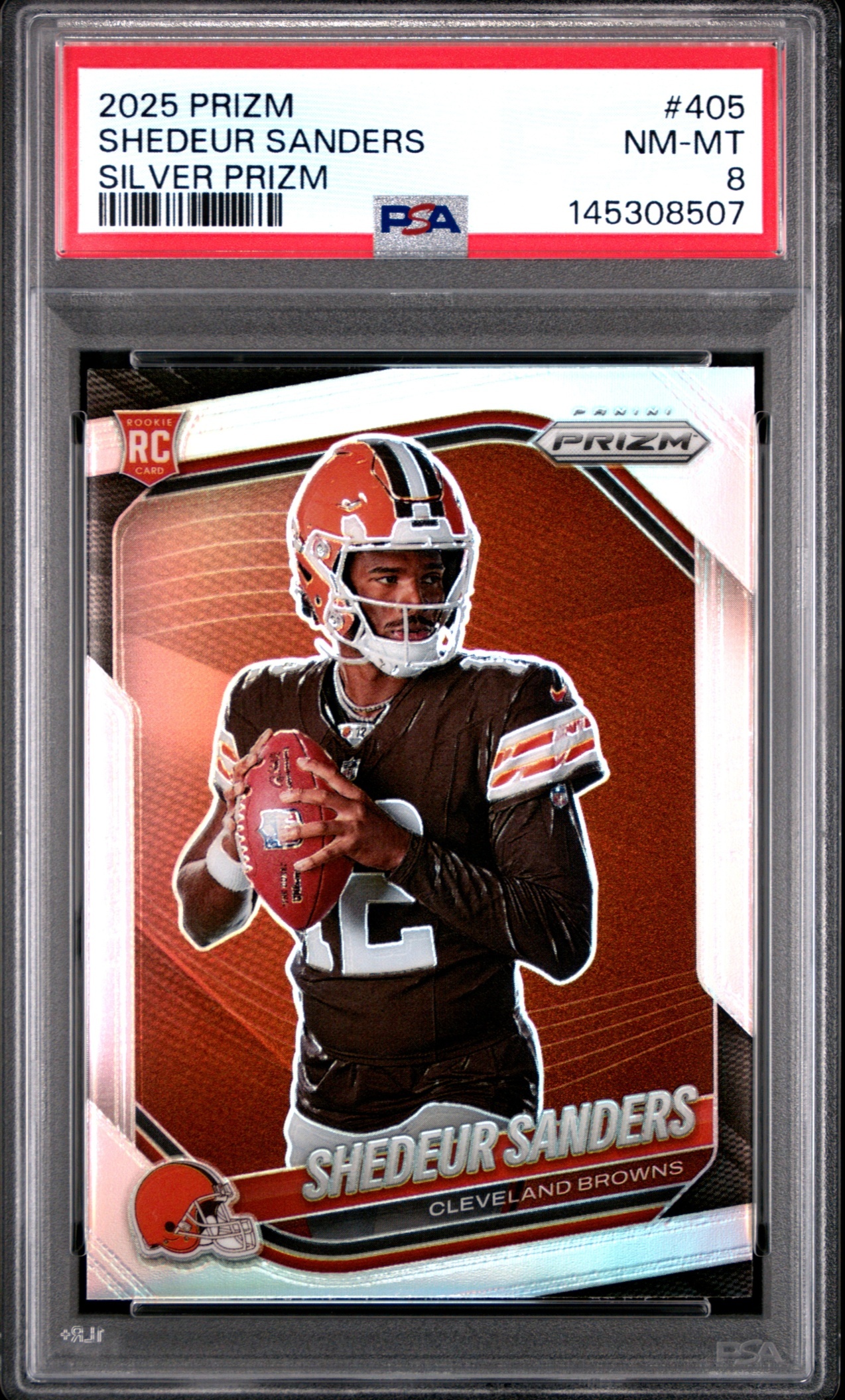 Card image for 2025 Panini Prizm Shedeur Sanders Rookie Variations Silver #405 Browns