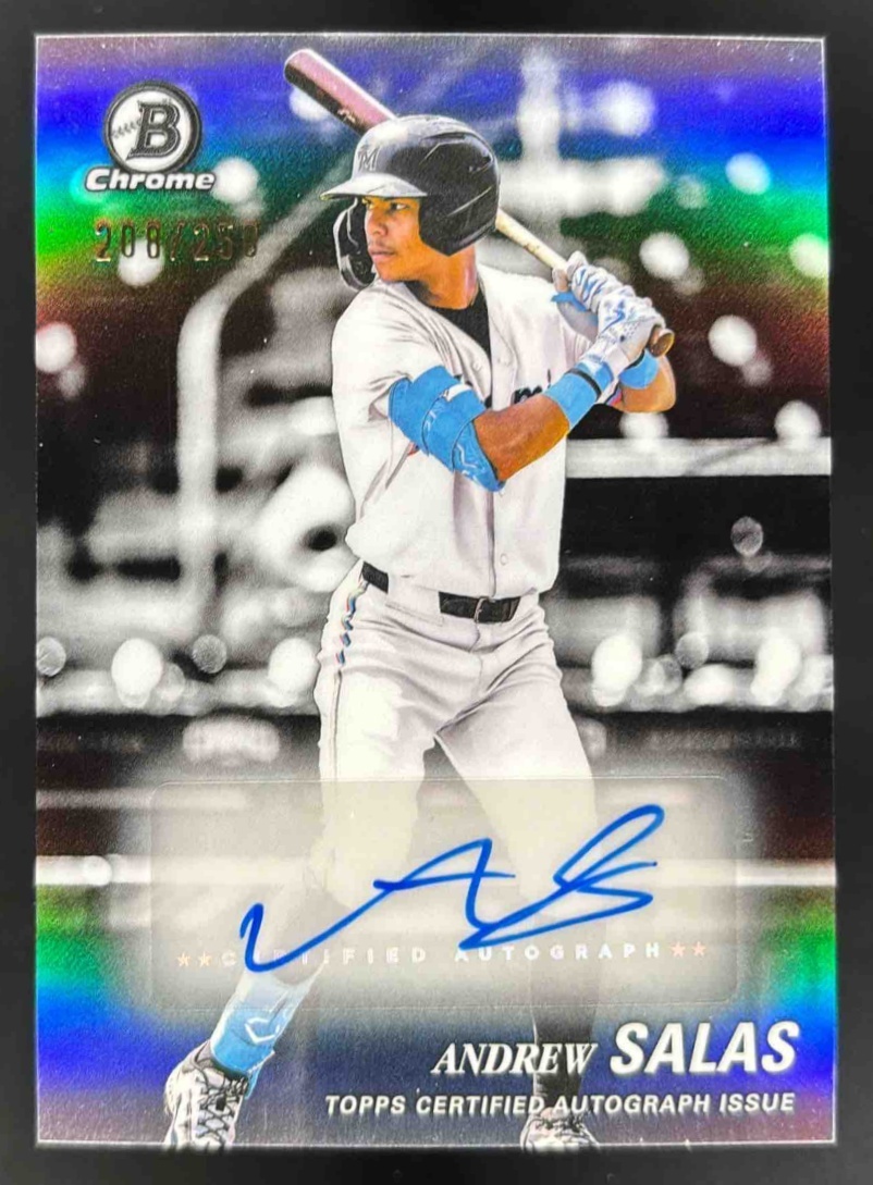 Card image for 2025 Bowman Draft Andrew Salas Achromatic Auto /250 #AA-AS Marlins