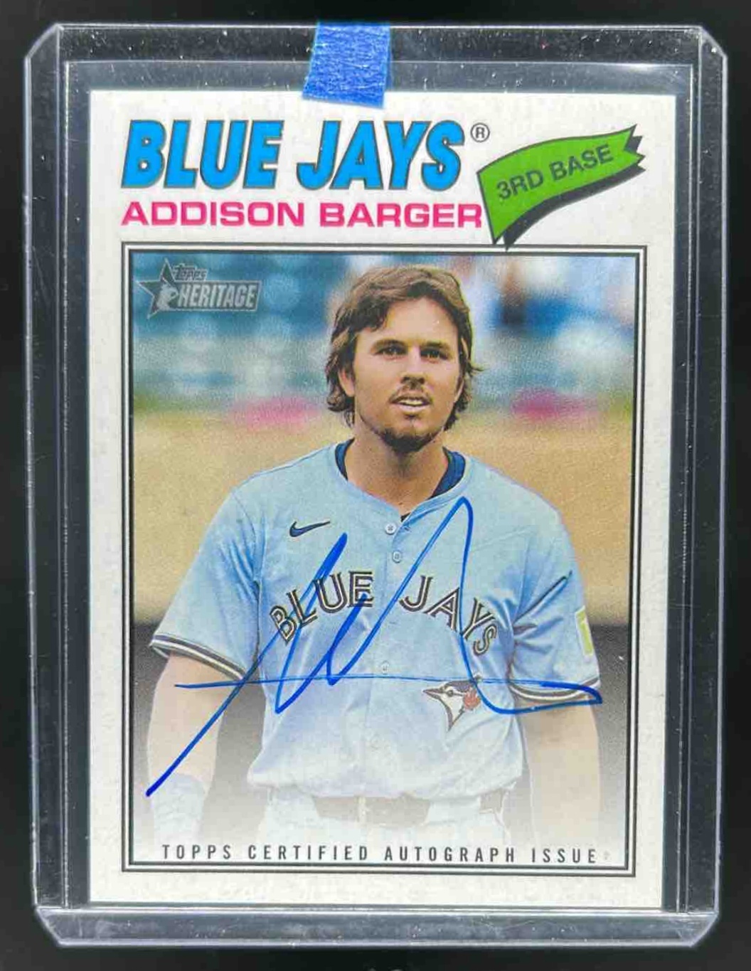 Addison Barger 2026 Topps Baseball Heritage Real One Auto Toronto Blue Jays