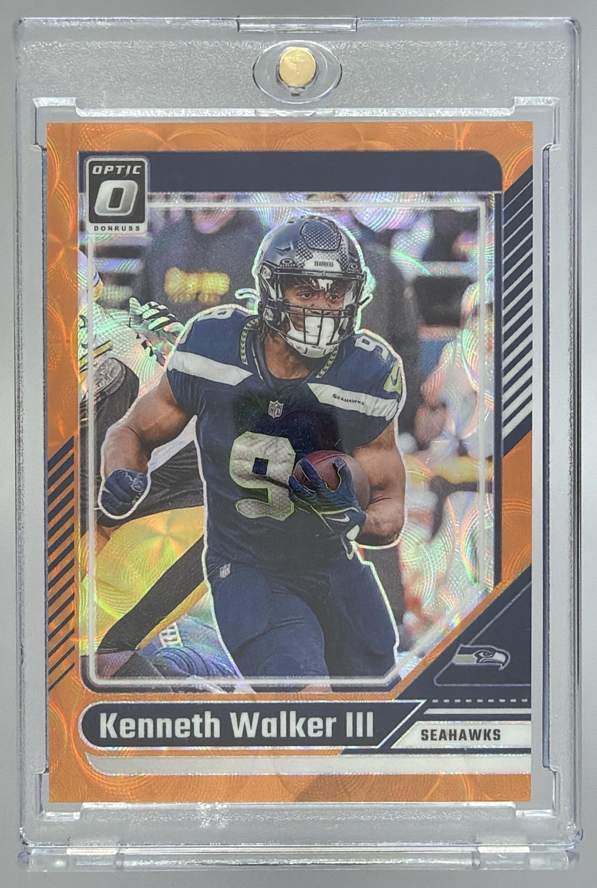 Card image for 2023 Panini Donruss Optic Kenneth Walker III Pink Velocity Prizm /79 #178 Seahawks