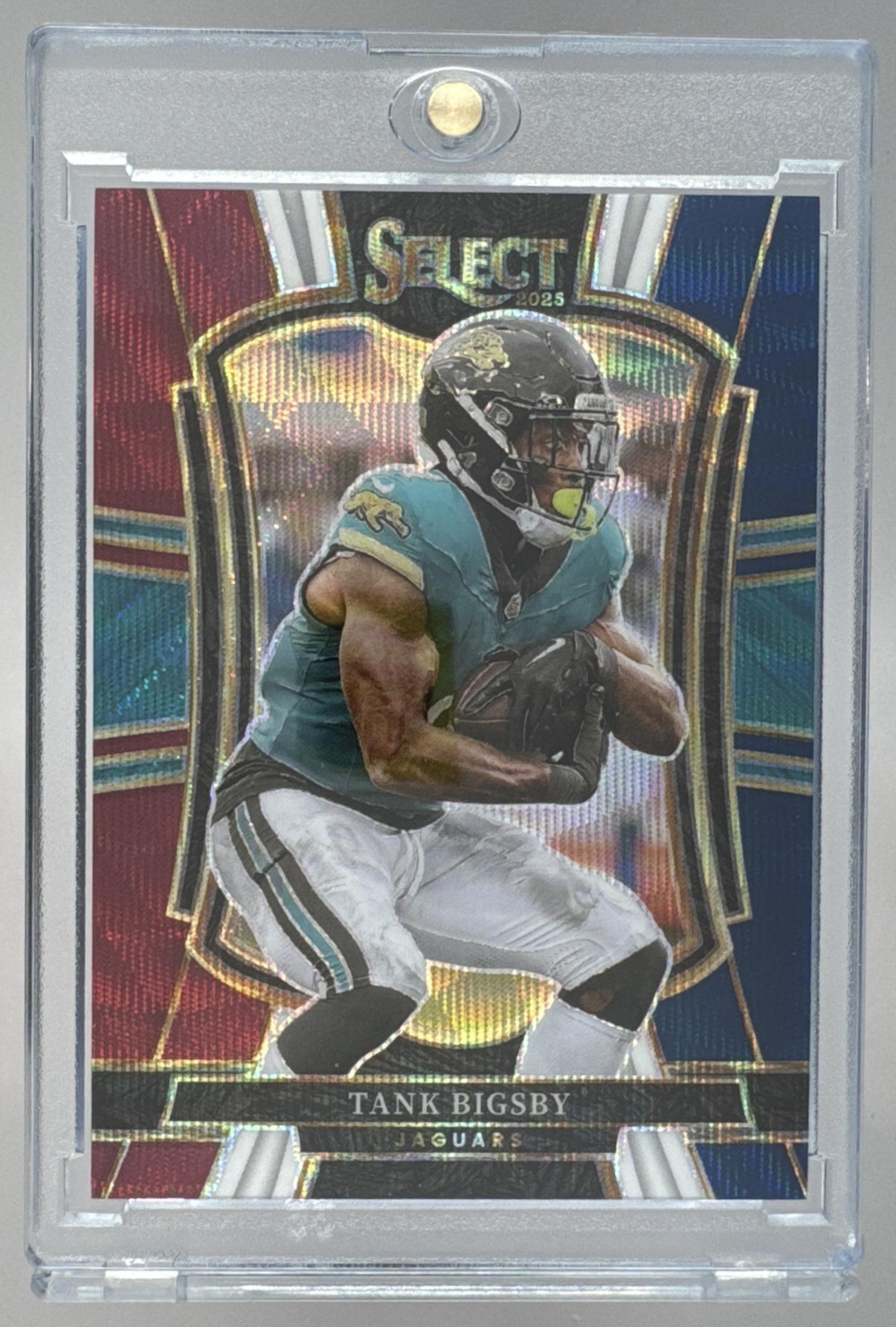 Card image for 2025 Panini Select Tank Bigsby Premier Level Tri-Color Prizm /299 #129 Jaguars