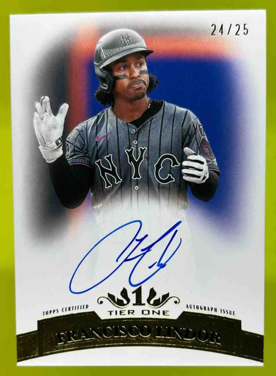 Card image for Francisco Lindor 2026 Topps Tier One Retro 2011 Auto Red Foil /25