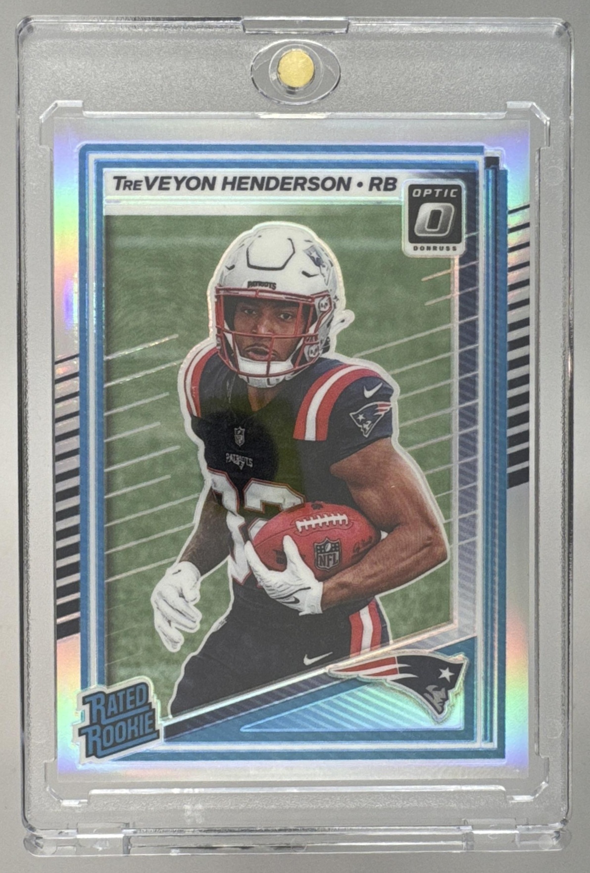 Card image for 2025 Panini Donruss Optic TreVeyon Henderson Rated Rookie #248 Patriots